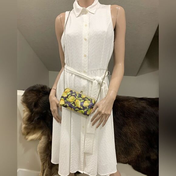 Handmade Cowhide Lemon Print Kisslock Small Clutch/Cosmetic bag/Phone Case - Picture 7 of 13